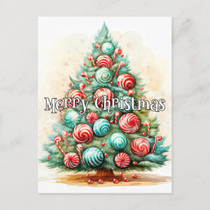 Happy Holidays Merry Christmas Tree Postcard