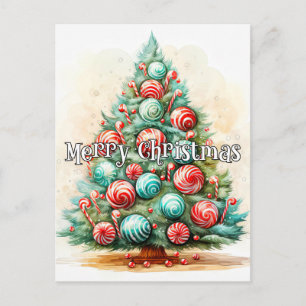 Happy Holidays   Merry Christmas Tree Postcard