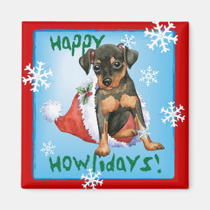 Happy Holidays Min Pin Magnet