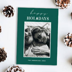 Happy Holidays. Minimalist green modern Christmas Holiday Card