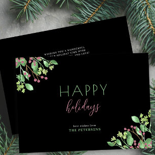 Happy holidays minimalist modern black holiday card