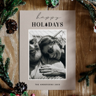 Happy Holidays. Minimalist simple modern Christmas Holiday Card