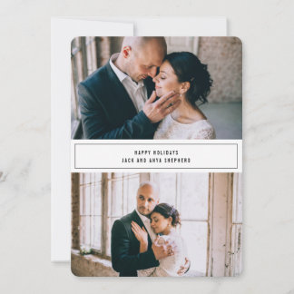 Happy Holidays Minimalist Two Photo Christmas Card