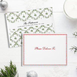 Happy Holidays Mistletoe Floral Custom Christmas Envelope