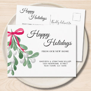 Happy Holidays Mistletoe Moving Announcement Postcard