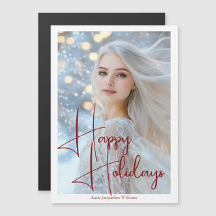 Happy Holidays Model Headshot Christmas Magnet