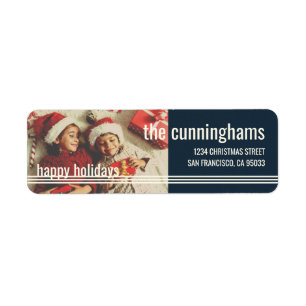 Happy Holidays   Modern and Simple Lines Return Address Label