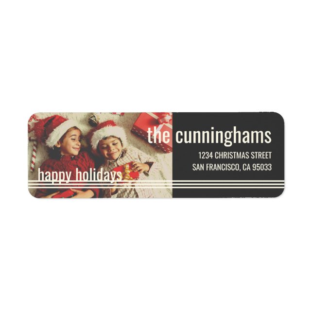 Happy Holidays | Modern and Simple Lines Return Address Label (Front)