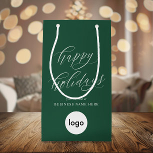 Happy Holidays Modern Business Logo Christmas Small Gift Bag