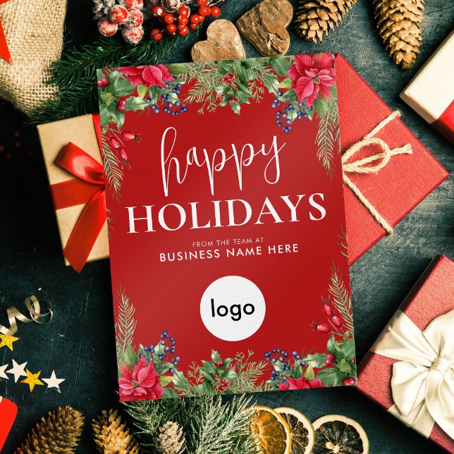 Happy Holidays Modern Christmas Business Logo Holiday Card (Creator Uploaded)