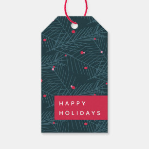 Happy Holidays Modern Christmas Custom Red  Gift Tags