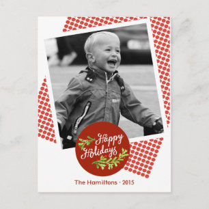 Happy Holidays Modern Christmas Photo Postcard