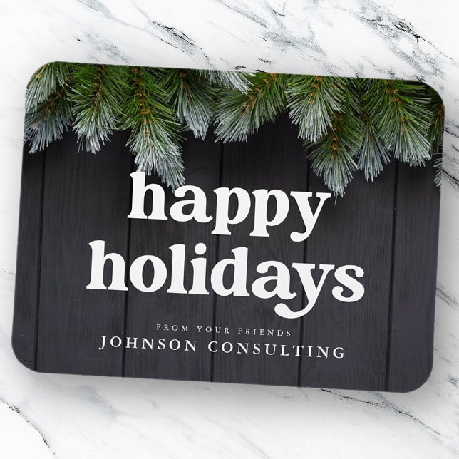 Happy Holidays Modern Country Rustic Wood and Pine Magnet (Creator Uploaded)
