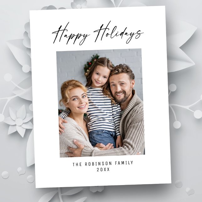 Happy Holidays Modern Elegant Stylish Photo Holiday Postcard (Creator Uploaded)