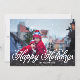 Happy Holidays Modern Full Photo Holiday Card