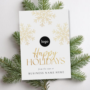 Happy Holidays Modern Gold Snowflake Business Holiday Card