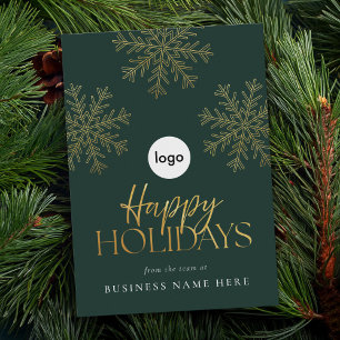Happy Holidays Modern Gold Snowflake Business Holiday Card