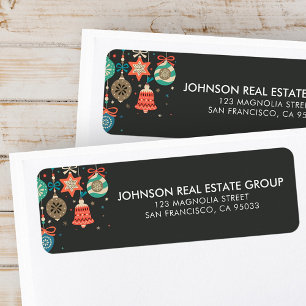 Happy Holidays   Modern Holiday Ornaments Return Address Label