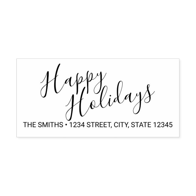 'Happy Holidays' Modern Holiday Return Address Self-inking Stamp (Design)
