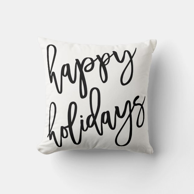 Happy Holidays Modern Lettering Cushion (Front)