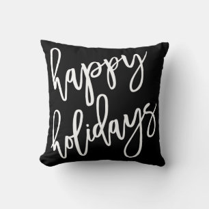 Happy Holidays Modern Lettering Cushion