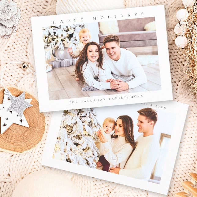 Happy Holidays Modern Minimal Photo Holiday Card (Creator Uploaded)