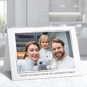 Happy Holidays Modern Minimal Stylish Family Photo Holiday Card