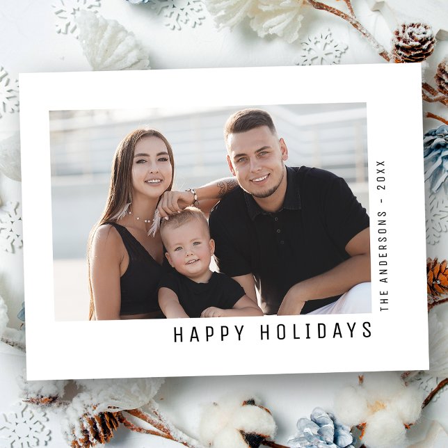 Happy Holidays Modern Minimalist Simple Photo Holiday Postcard (Creator Uploaded)