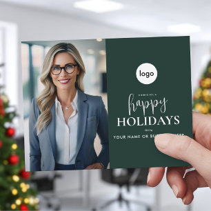 Happy Holidays Modern Photo Business Holiday Card