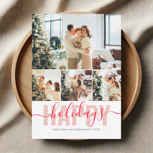 Happy Holidays Modern Photo Collage Holiday Card