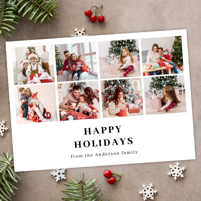 Happy Holidays Modern Photo Magnetic Holiday Card (Creator Uploaded)