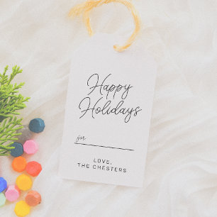 Happy Holidays   Modern Script Christmas Gift Tags