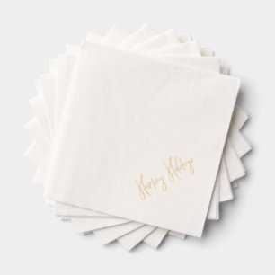 Happy Holidays Modern Script Christmas Gold Foil Napkins