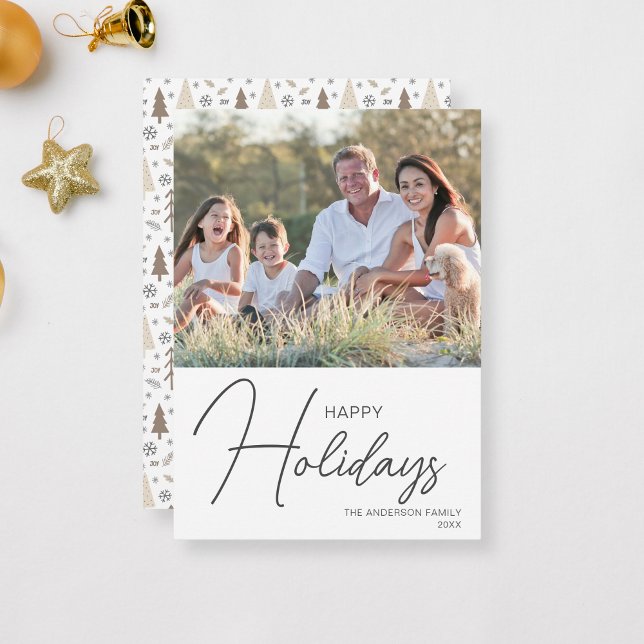 Happy Holidays Modern Script Photo Holiday Card (Happy Holidays Modern Script Photo Holiday Card by MINTIC DESIGN STUDIO)