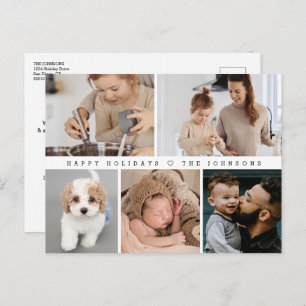 Happy Holidays Modern Simple Family Photo Memories Holiday Postcard
