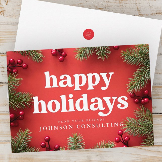 Happy Holidays Modern Stars and Golden Pine Cones Holiday Card (Creator Uploaded)