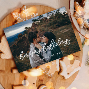 Happy Holidays Modern Typography Photo Christmas Holiday Card