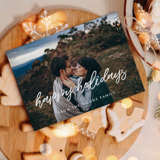 Happy Holidays Modern Typography Photo Christmas Holiday Card (Creator Uploaded)