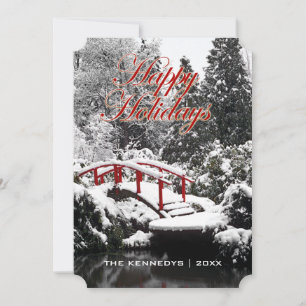 Happy Holidays - Moon bridge and pond Holiday Card