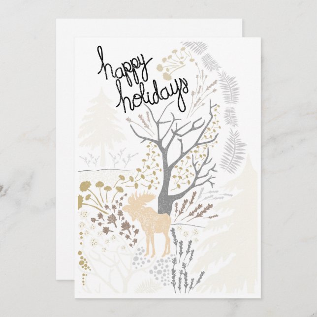 Happy Holidays Moose  Holiday Card (Front/Back)