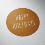 Happy Holidays. Mustard yellow cute Christmas Classic Round Sticker<br><div class="desc">Cute minimalist simple typography sticker "Happy Holidays" for winter Christmas gift in shades of mustard yellow and ochre colours. Please contact me if you need additional items.</div>