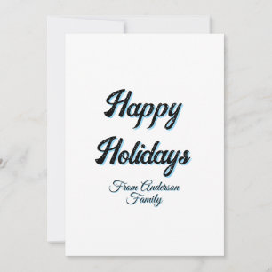 Happy holidays name family gifts stylish retro boh holiday card