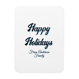 Happy holidays name family gifts stylish retro boh magnet