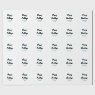Happy holidays name family gifts stylish retro boh wrapping paper