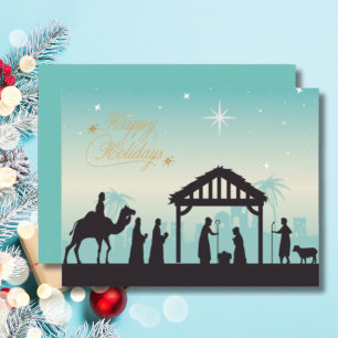 Happy Holidays Nativity Manger Scene Card