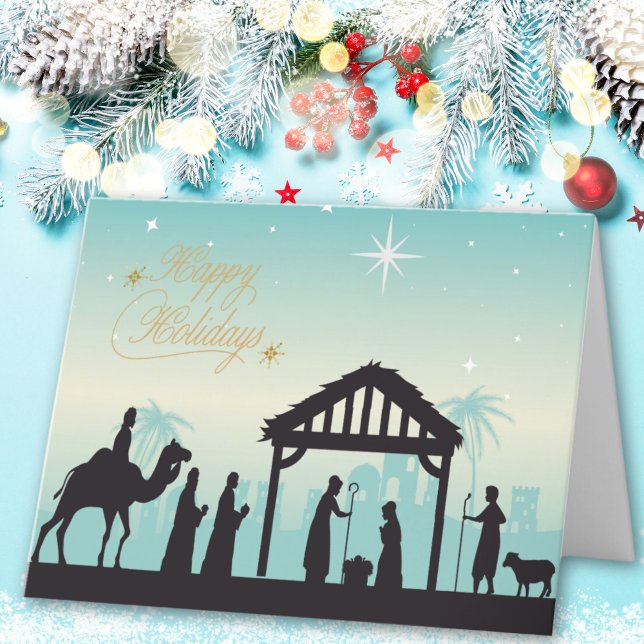 Happy Holidays Nativity Manger Scene Holiday Card (Creator Uploaded)