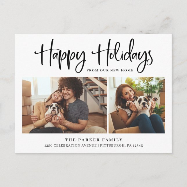 Happy Holidays | New Home Change of Address Photo Holiday Postcard (Front)