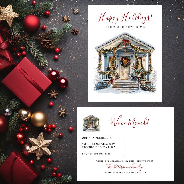 Happy Holidays New Home Front Door Moving Announcement Postcard (Creator Uploaded)
