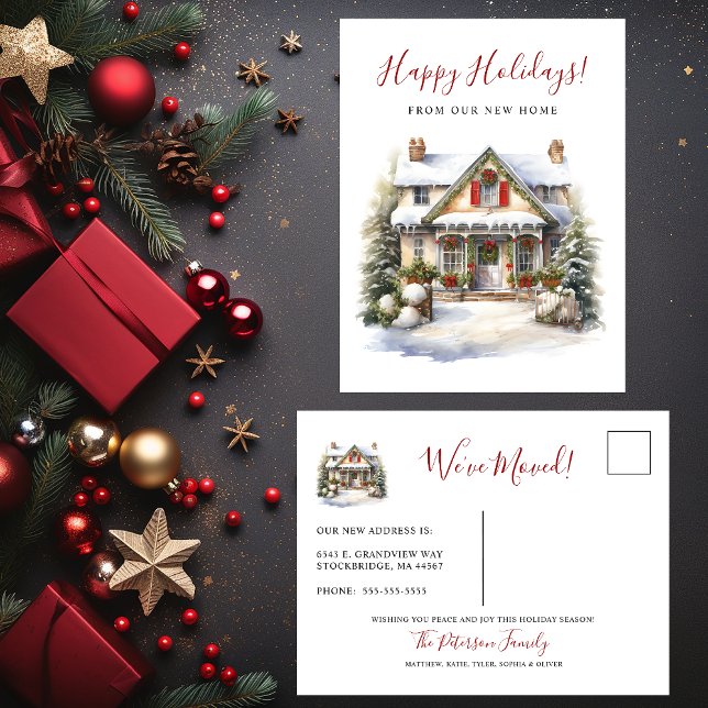 Happy Holidays New Home Moving Announcement Postcard (Creator Uploaded)