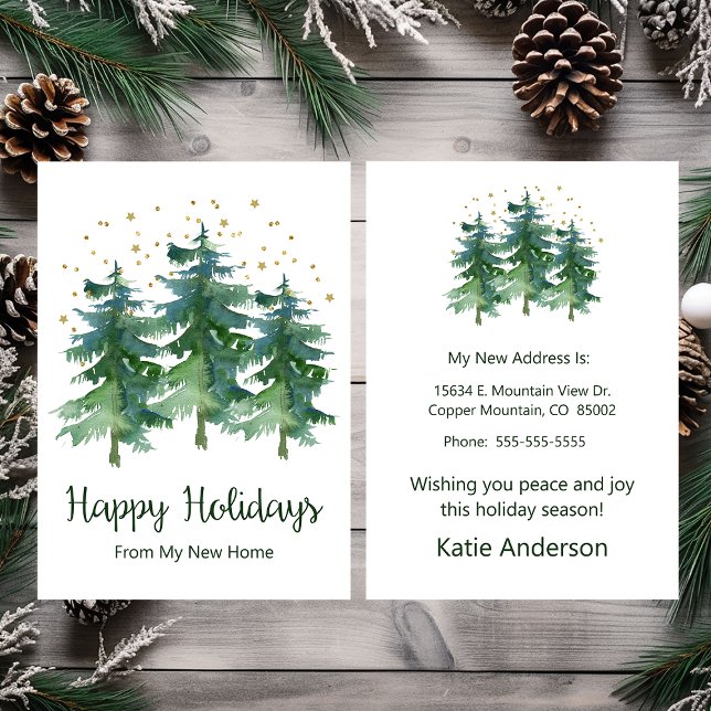 Happy Holidays New Home Pine Trees Announcement (Creator Uploaded)